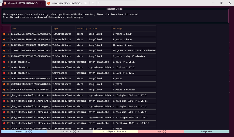 Screenshot of Alerts and Warnings page