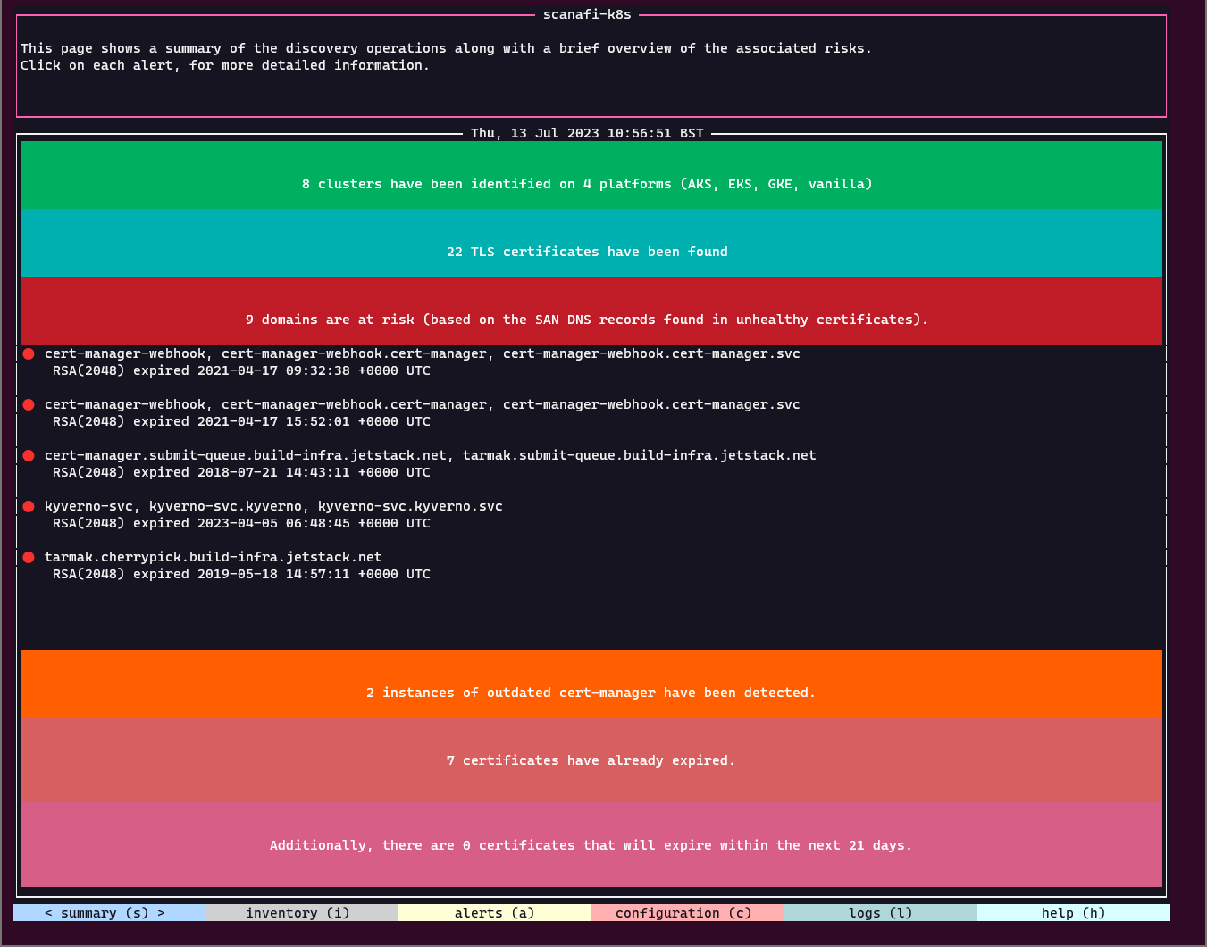 Screenshot of Summary page